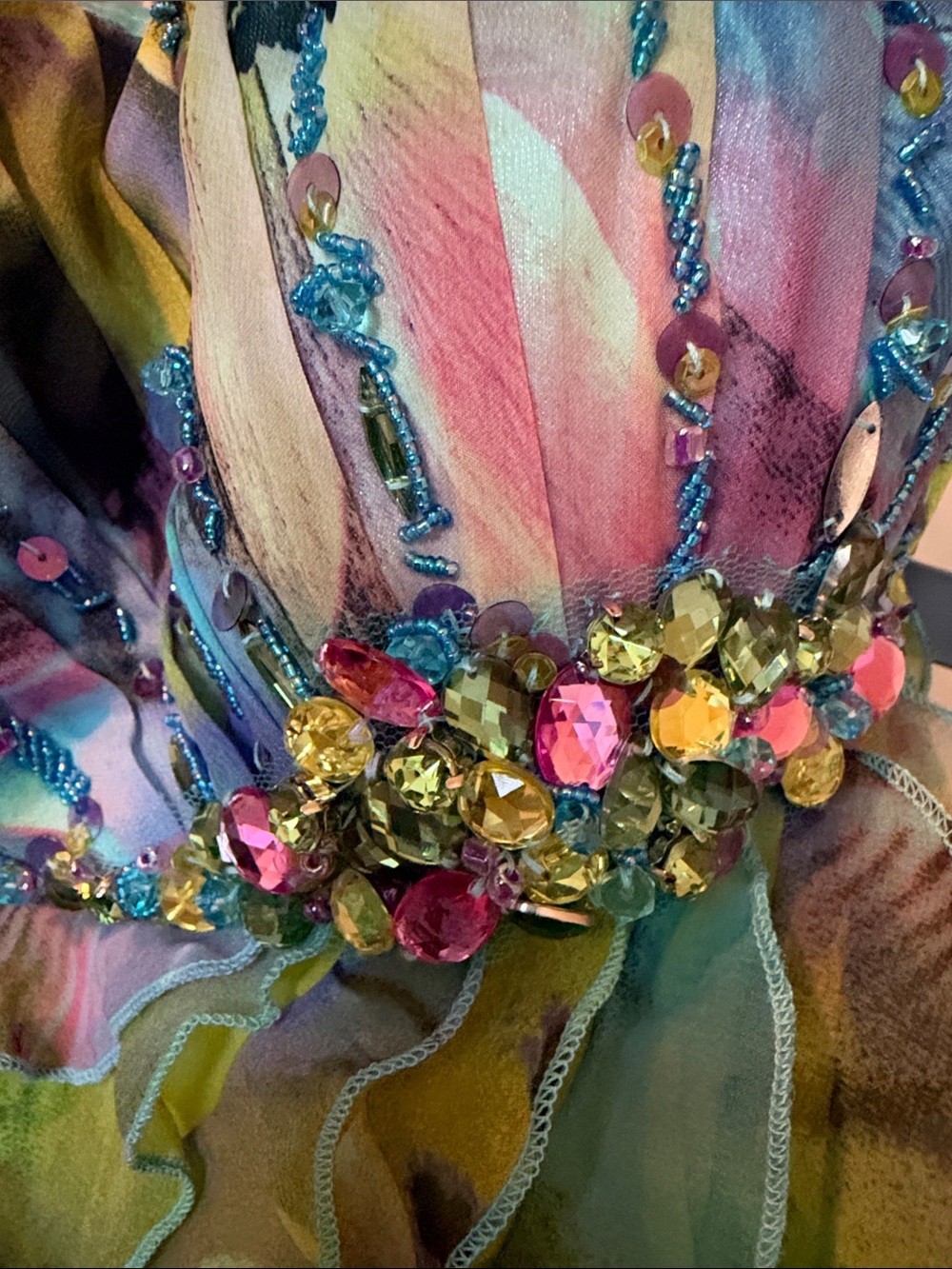Cache Strapless Ruffled Multicolor Cocktail Dress - Picture 3 of 5